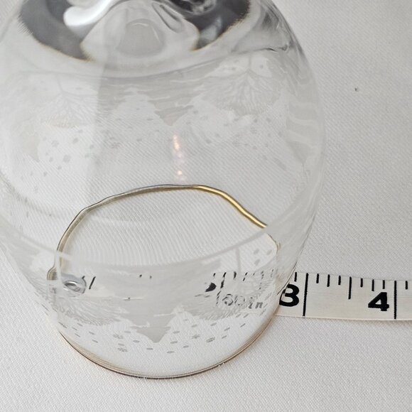 2 Libbey PINES Wine Glasses 10oz Winter Scene white decal gold rim Arbys Lynns - Picture 7 of 11